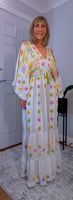 Julia White Bohemian Dress with Floral Embroidery