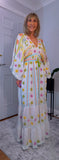 Julia White Bohemian Dress with Floral Embroidery