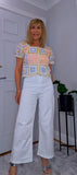 River Crochet Cardigan Cotton Knit with Embroidered Puff Sleeves