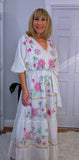 Darwin White Bohemian Dress with Floral Embroidery
