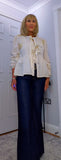 Melanie Cotton Smock Blouse – White or Cream with Gold Embroidery