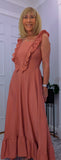 Coral Sundress – Frill Tiered Summer Dress - Coral-Salmon Pink
