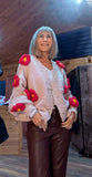Mimi Chunky Cardigan – Beige with 3D Red Flowers