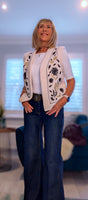 Valerie Sleeveless Embroidered Cardigan – Cream