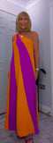 Tate Dress – Magenta & Orange Asymmetric Maxi Dress