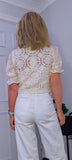 Tamara Crochet Cardigan – Vintage Puff Sleeve Knitwear