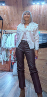 Penelope Ivory  Cardigan – Ruffle Collar & Button Front