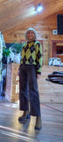 Toni Soft Knit Diamond Print Yellow-Brown  Sweater