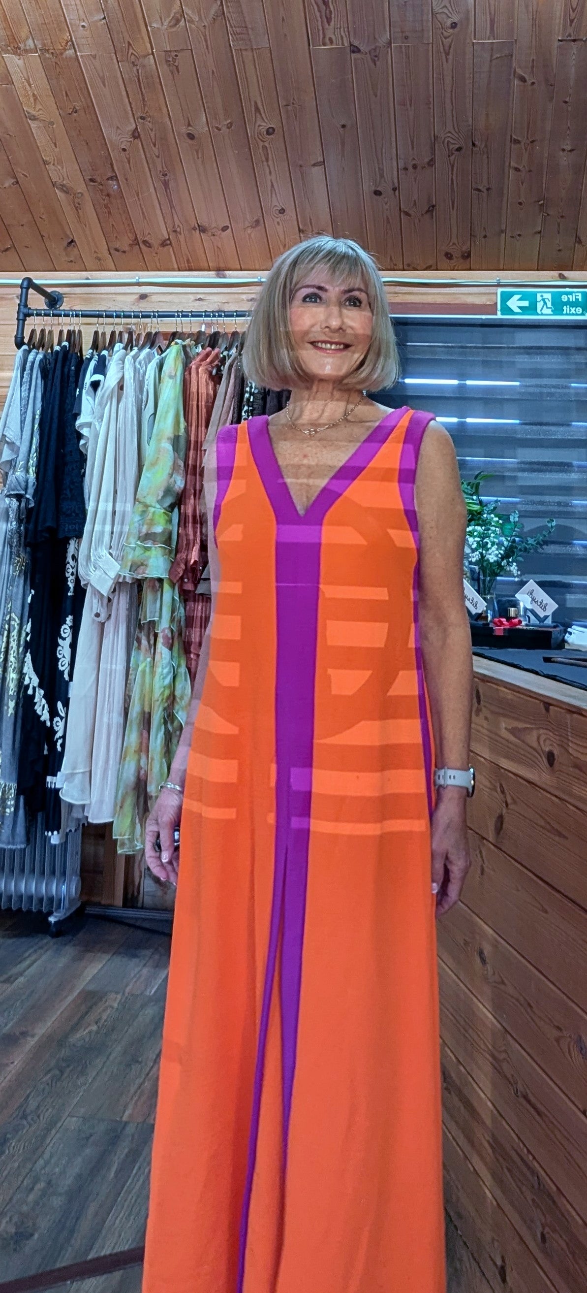 Lenna Sleeveless Maxi Dress – Orange and Purple