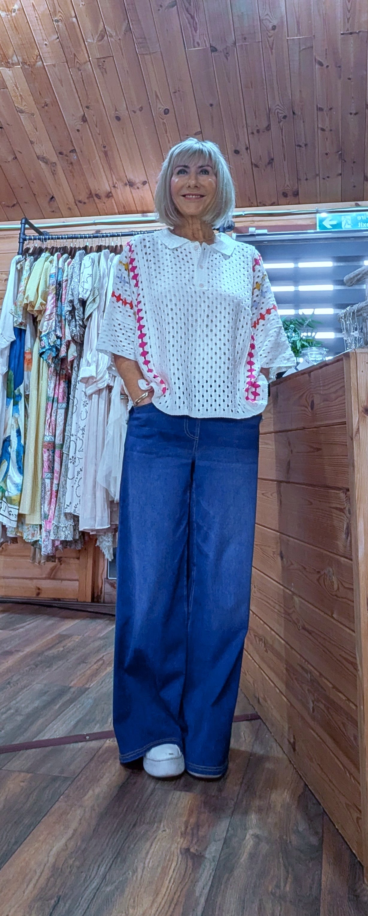 Colour detail crochet top for women UK boutique fashion