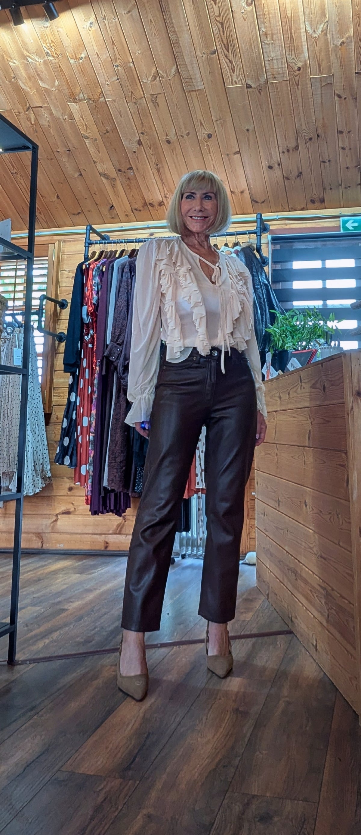 Parker Ruffle Blouse in Chocolate or Cream