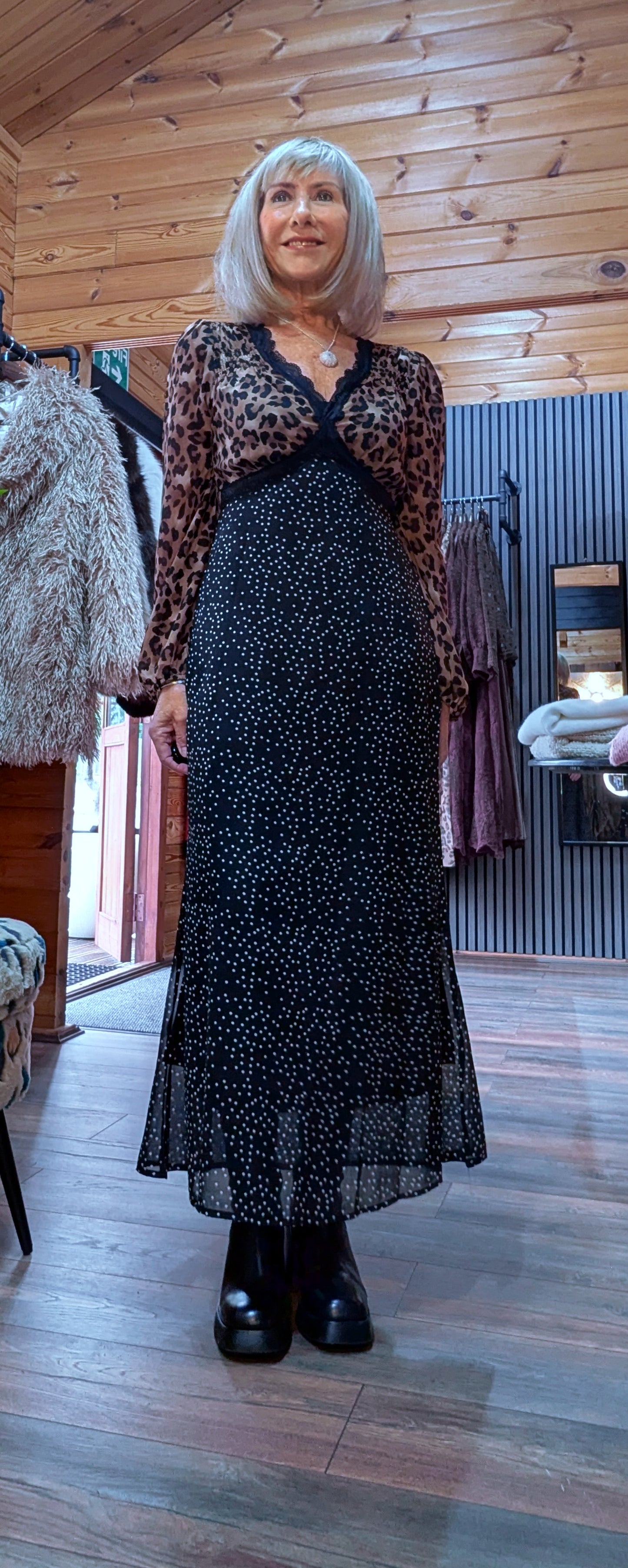 Ivanna Statement Midi Dress – Leopard Print - Polka Dot