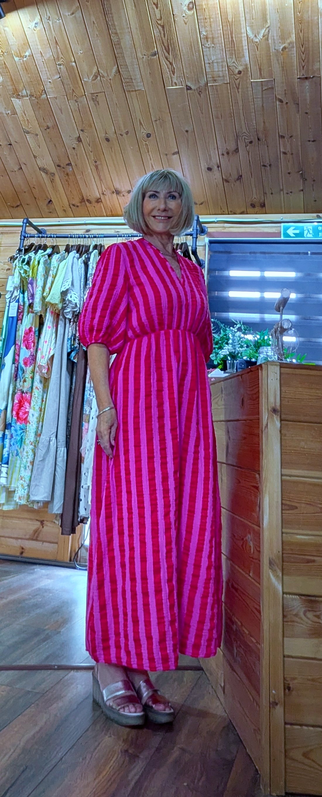Pink striped cotton summer dress