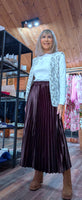 Rula Pleated Midi Skirt – Silky Feel with Chunky Waistband