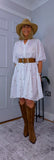 Dory  Smocked Cotton Dress – White with Gold Sequin Stars