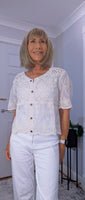 Mindy Crochet Cardigan – Vintage Puff Sleeve Knitwear