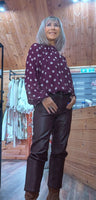 Nell Polka Dot Blouse – Bordeaux with White Polka Dots