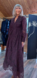 Marsha Coffee Lace Smock Dress – Pearl Button Front & Grandad Collar