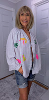 Harmony Blouse – Ecru Tropical Print Shirt with Cactus & Palm Trees