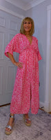 Romy Kimono Style Maxi Dress – Pink or Green Animal Print