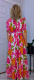 Josephine Pink Floral Cotton Shirt Dress with Tie Belt – Button-Up Summer Style