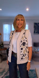Valerie Sleeveless Embroidered Cardigan – Cream