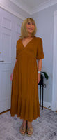 Paloma Prairie Smock Dress – Camel Cotton with Embroidery Detail