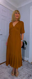 Paloma Prairie Smock Dress – Camel Cotton with Embroidery Detail