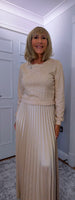 Phoenix Pleated Maxi Sweater Dress – Olive, Gold or Silver Grey