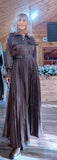 Meryl Chocolate Pleated Shirt Dress – Sparkle Buttons & Belt