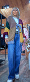 Gwen Boho Chunky Cardigan – Multicolour Patchwork with Tie Front