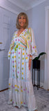 Julia White Bohemian Dress with Floral Embroidery