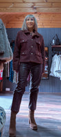 Collette Bouclé Jacket – Chocolate with Gold Button Detail