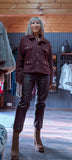 Collette Bouclé Jacket – Chocolate with Gold Button Detail
