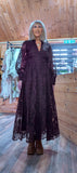 Marsha Coffee Lace Smock Dress – Pearl Button Front & Grandad Collar