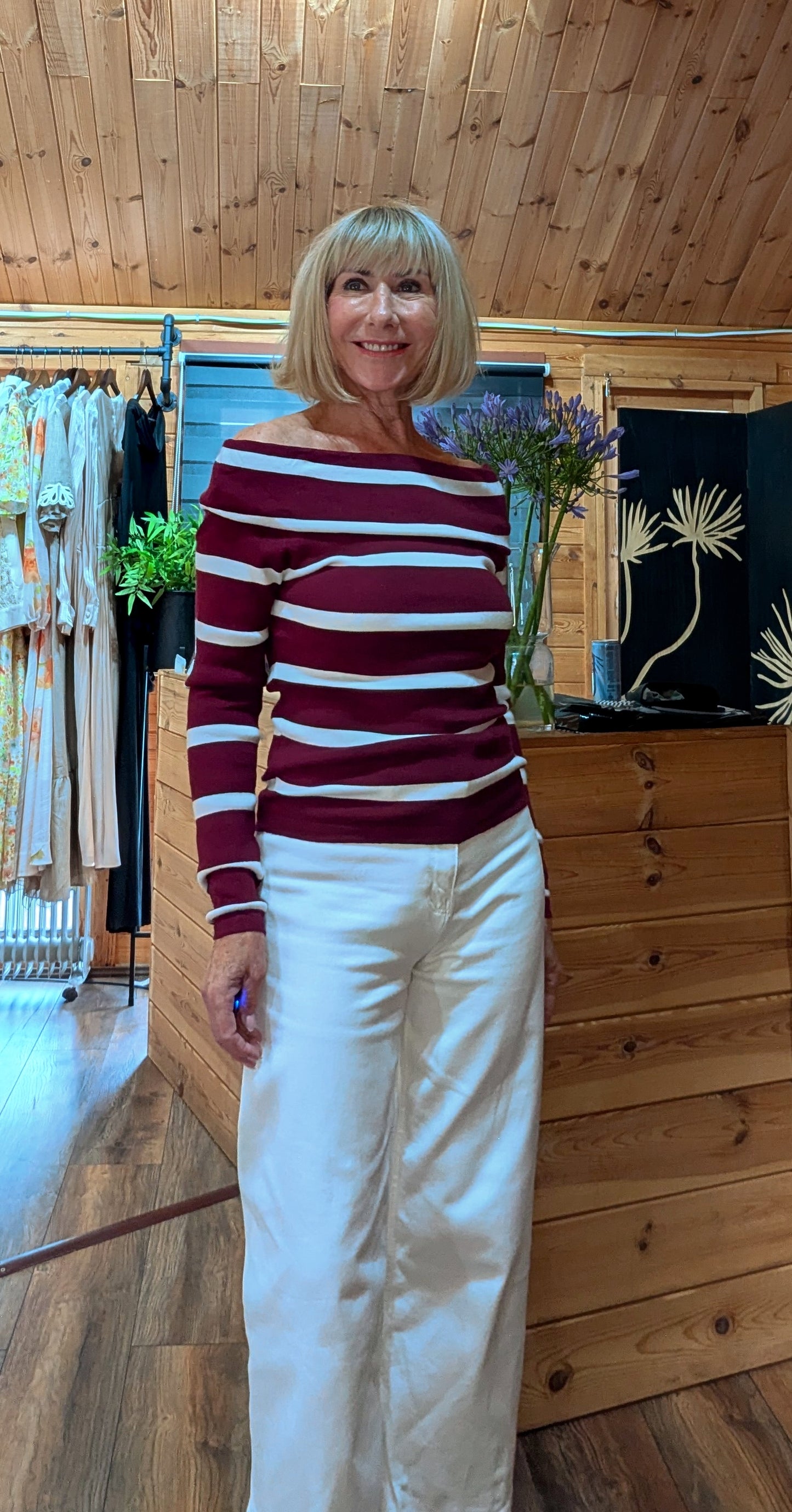 Wisty Burgundy Bardot Top