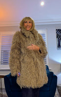 Norma Mongolian Faux Fur Coat - Taupe Statement Style
