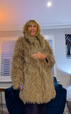 Norma Mongolian Faux Fur Coat - Taupe Statement Style