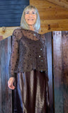 Loren Coffee Sequin Mesh Set – Silky Slip Dress with Beaded Tie Belt
