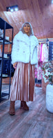 Guinevere Faux Fur Jacket – Double Breasted in Chocolate or Taupe