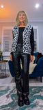 Kay Sleeveless Cardigan – Black, Beige & Maroon Animal Print