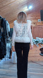 Goldie White Sequin Faux Fur Gilet –  Luxe