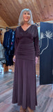 Aspen Ruched Dress – Autumnal Rust with Drop Waist & Slash Neck