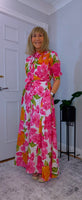 Josephine Pink Floral Cotton Shirt Dress with Tie Belt – Button-Up Summer Style