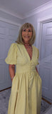 Bethany Yellow Check Midi Dress – Vintage Puff Sleeve Style