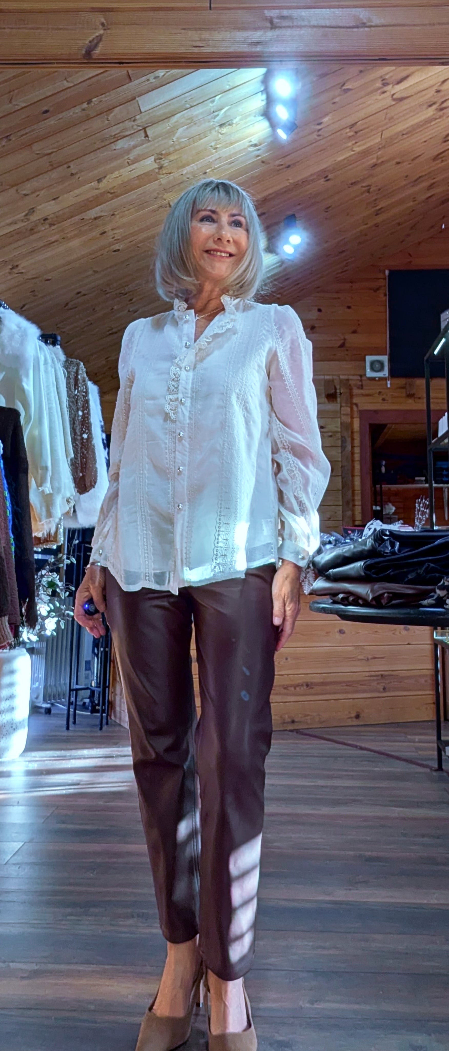 Delicate lace blouse with ruffles and lace