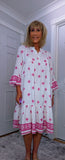 Lucille Smock Dress – Bright Fuchsia & White Viscose Smocked Dress