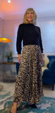 Olivia Leopard Print Maxi Dress with Black Knit Top – One Size
