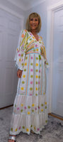 Julia White Bohemian Dress with Floral Embroidery