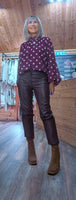 Nell Polka Dot Blouse – Bordeaux with White Polka Dots